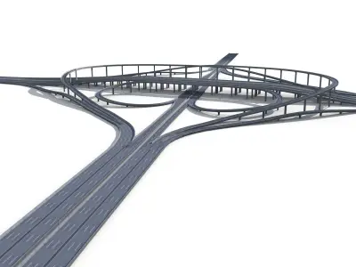 Highway Road Viaduct Flyover-11 3D model