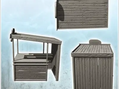 Modern coffee stand with shelves 4 3D print model