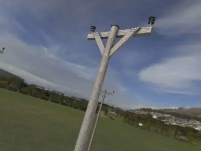 Wooden Electricity Pole  - Object 013 Low-poly 3D model