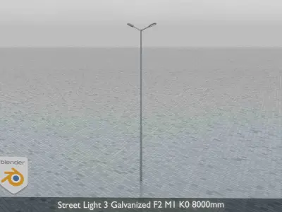 Street Light 3 Galvanized F2 M1 K0 8000mm Low-poly 3D model