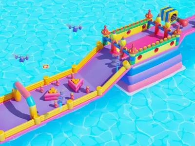 Platformer 2 Obstacles Low-poly 3D model