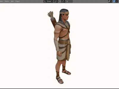Ancient Egyptian Archer Game Ready High  Low Poly   Low-poly 3D model