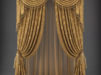 Curtain golden Low-poly 3D model