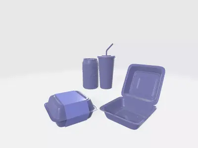 Fast Food Menu Packagings 3D Vizualisation Take Away High Poly 3D model