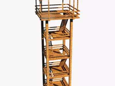 Watch tower unique texture every plank Low-poly 3D model