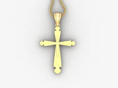 Light Gold 18K Cross Pendant 2CP036 3D print model