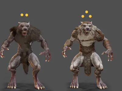 Armored Werewolf Commander Low-poly 3D model