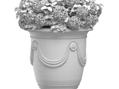 Hydrangea in a classic French Vase Front Entrance Porch  3D model