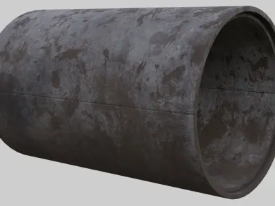 Concrete Pipe 1B Low-poly 3D model