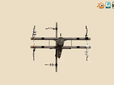 Wooden Old Telephone Electricity Line Western Style  Low-poly 3D model