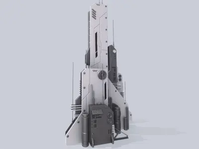 Futuristic building Low-poly 3D model purchase