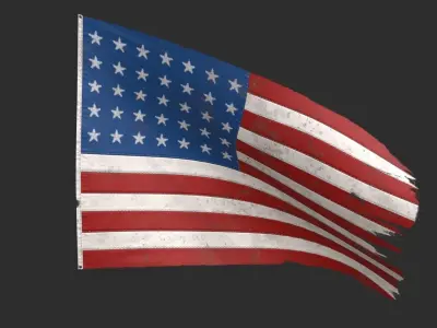 US Flag 35 Stars 1863-1865 Low-poly 3D model