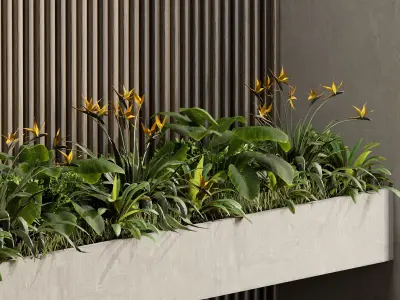 Wall with plant 06 3D model