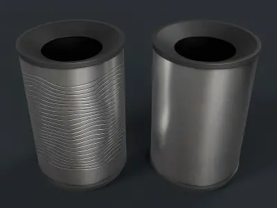 Street Trash Can 25 PBR Game Ready Low-poly 3D model