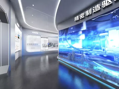 Futuristic Exhibition Interior Sci Fi Hall Low-poly 3D model buy