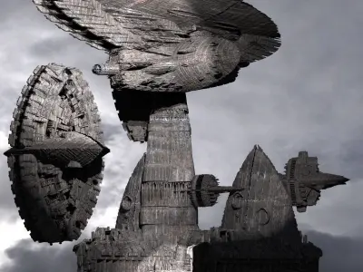 Aztec Ancient Temple Ship Monolith Kit bash 3D model