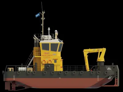 Workboats MultiCat 1908  Low-poly 3D model
