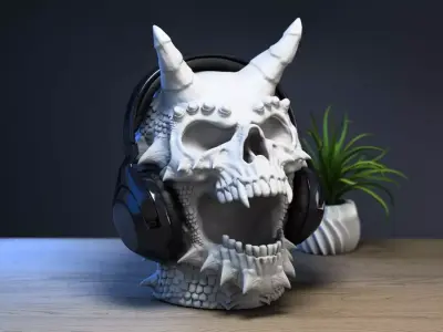 Skull dragon headphone Stand Cyborg Headset Stand Perfect Gamer  3D print model