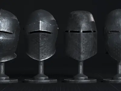 Medieval Helmet Pack 01 - 02 Low-poly 3D model