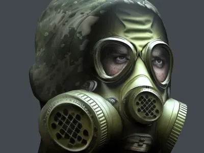 Gas mask helmet 3d model military combat Low-poly Low-poly 3D model