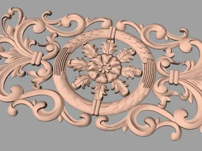 Furniture decorative flower 3D STL model for CNC carving E043 3D model