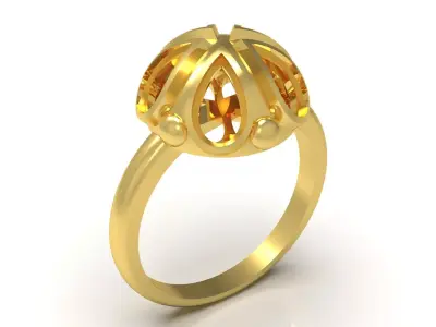 stl 3dm gold Ring A Dome of Sparkling Gold gr0147 3D print model
