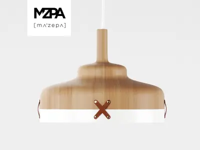 Nut C collection pendant light with wooden handle 3D model