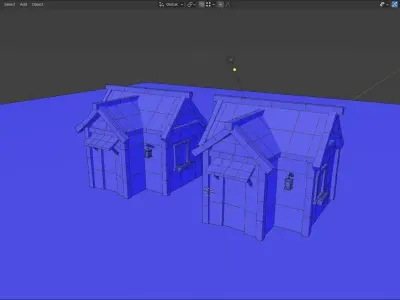 Medieval wooden hut Low-poly 3D model
