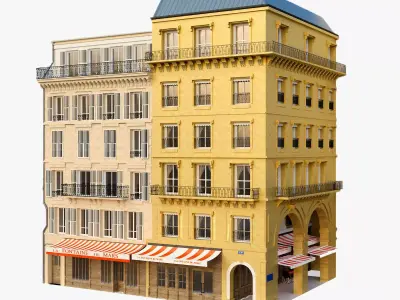 French Corner Building 3D model