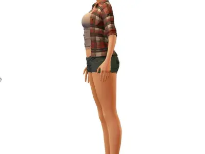 Cartoon High Poly Subdivision Cowgirl Short Low-poly 3D model