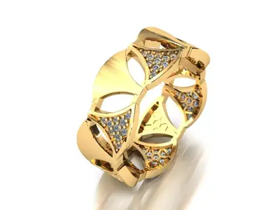 Tri Light Geometric Gold Ring   3D print model