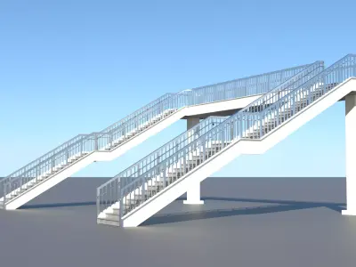 Pedestrian Overpass Bridge with Stairs Low-poly 3D model
