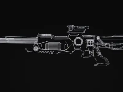 Viir Rifle Scifi Game Ready Low-poly 3D model