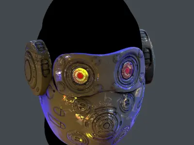 Gas mask helmet scifi Low-poly character art game space  Low-poly 3D model 9