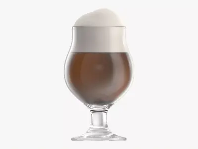 Beer glass with foam 07 3D model