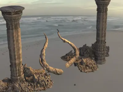 Giant Stone Golem Boned monoliths 3D model