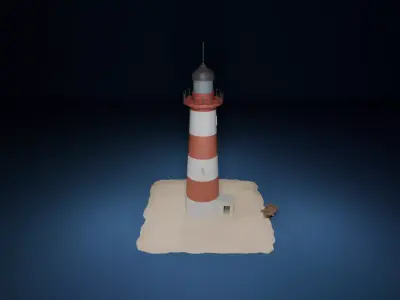 Stylized Lighthouse Low-poly 3D model