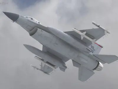  Fighter F-16 with Pilot and Missile Launcher LAU-129 