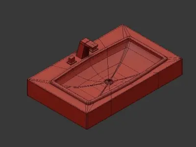 Rectangular Drop-in Bathroom Sink  Black 3D model