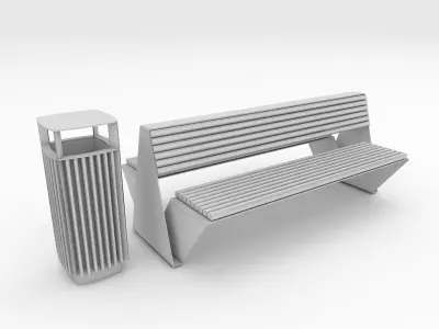 Bench Park 28 Low-poly 3D model