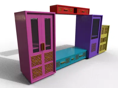 Set Modern Furniture 3D Model Low-poly 3D model