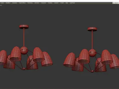 Eta-e27 modern chandelier with four lights Low-poly 3D model