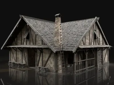 ENTERABLE AAA NEXT GEN MEDIEVAL CITY TOWN HOUSE HUT BUILDER 3D Model Pack