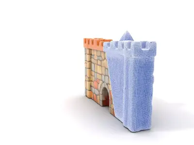 Medieval Fortress Wall model pack Low-poly 3D model