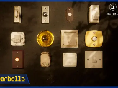 Doorbells Asset Pack - High-Quality Interactive Door Bells Low-poly 3D model