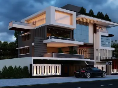 exterior night view 3D model