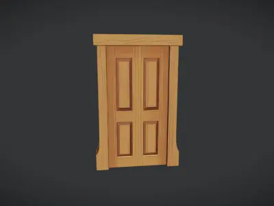 wooden door illustration 3D model