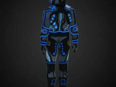 Cyberpunk rigged character space Low-poly 3D model
