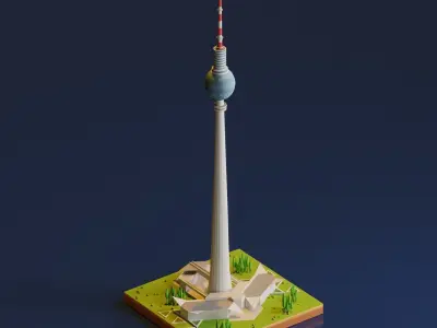 Berlin Fernsehturm Tower Low-poly 3D model