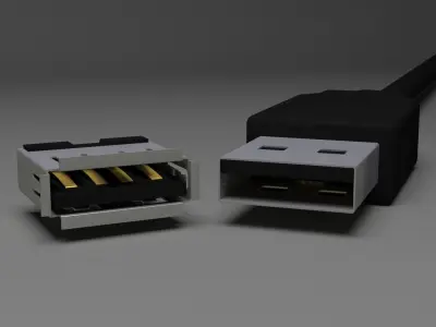 USB MODEL A MALE E FEMALE Low-poly 3D model